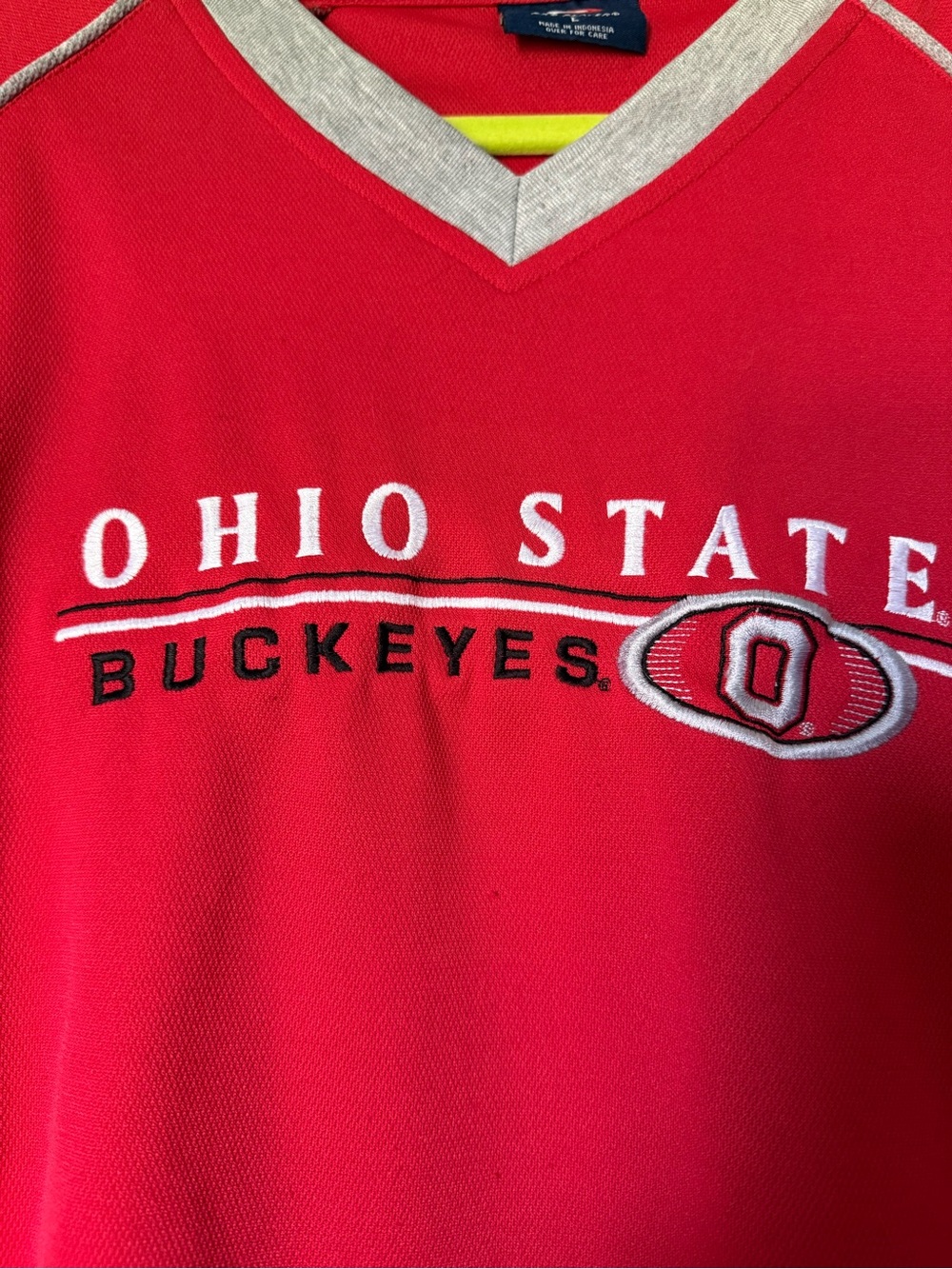 Vintage 90s Pro Player Red Ohio State Buckeyes V-Neck Jersey Shirt Large